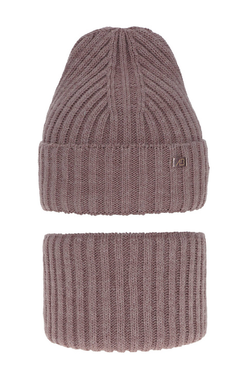 Meisjes winter set muts en buissjaal, roze, Valentine