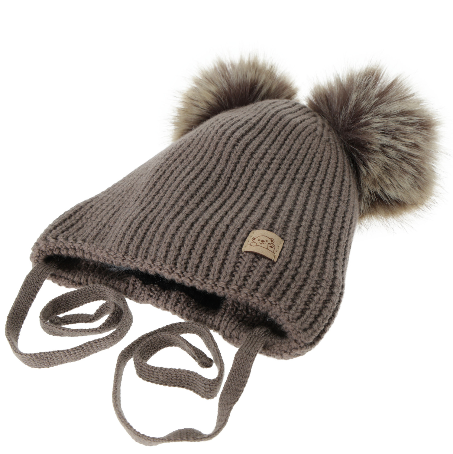 Jongens winter set (muts en buissjaal), zwart, 100% merinowol, gevoerd met wollen fleece, Riks