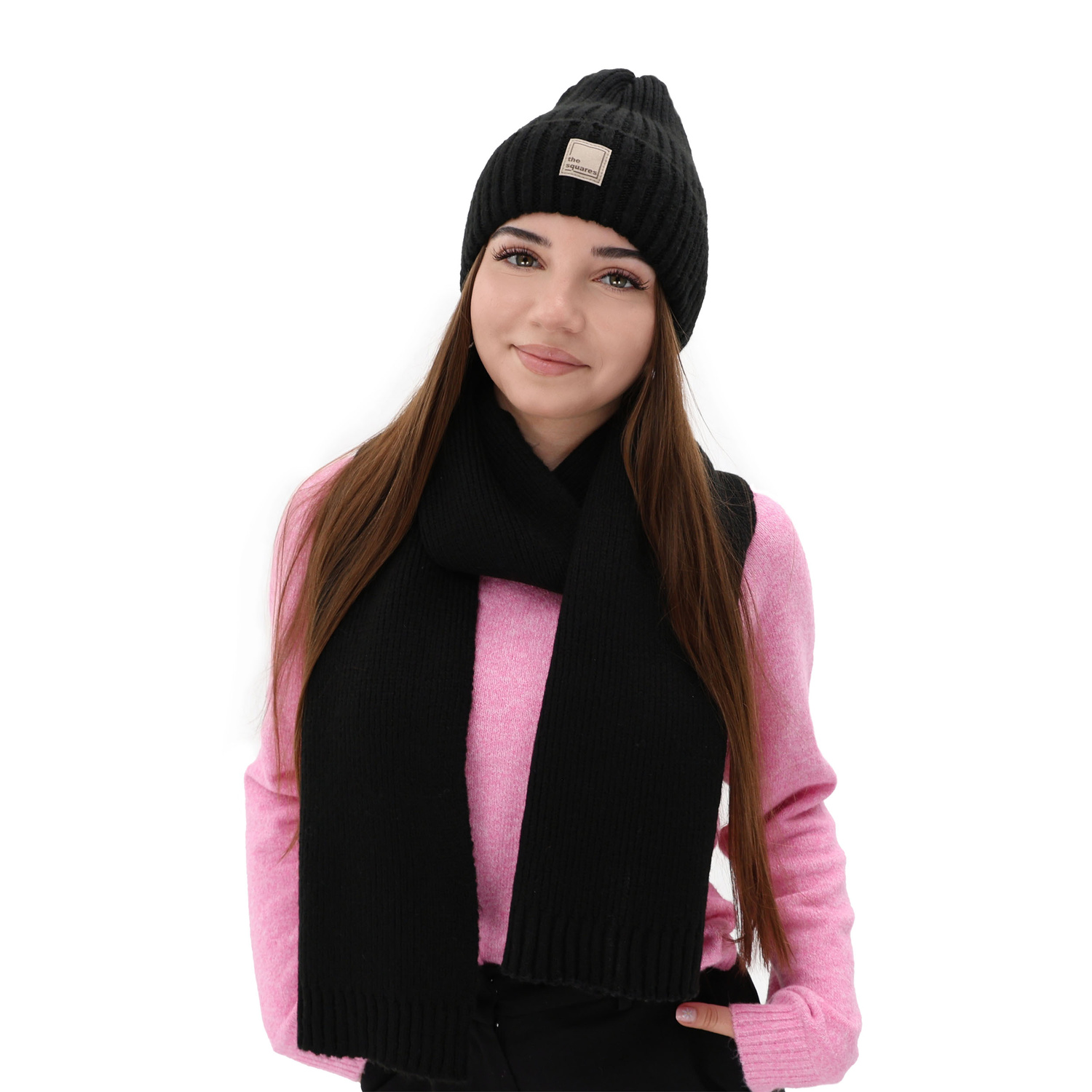 Écharpe d'hiver femme, beige, avec laine mérinos, Loretta