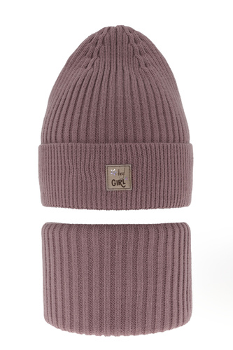 Ensemble d'hiver fille: bonnet et snood, violet, Georgina