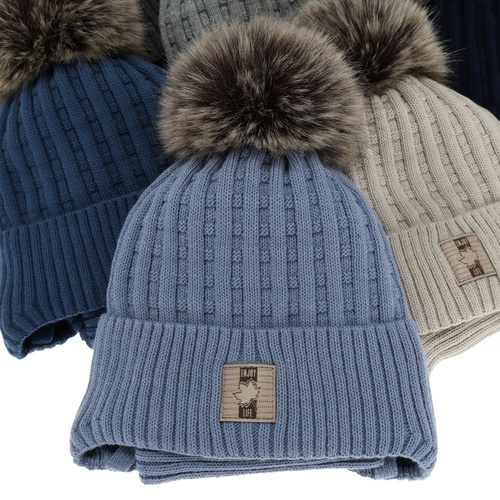 Ensemble d'hiver garçon: bonnet et snood, crème, avec pompon, Fiamanto