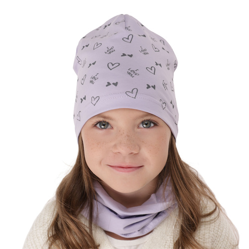 Ensemble automne/printemps fille: bonnet et snood, amarante, en coton, Lovena