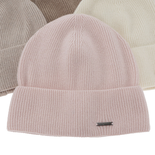 Dames herfst/winter muts, beige, met merinowol en kasjmier, Sindra