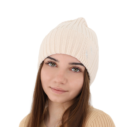 Bonnet d'hiver femme, violet, avec laine mérinos, Ariga