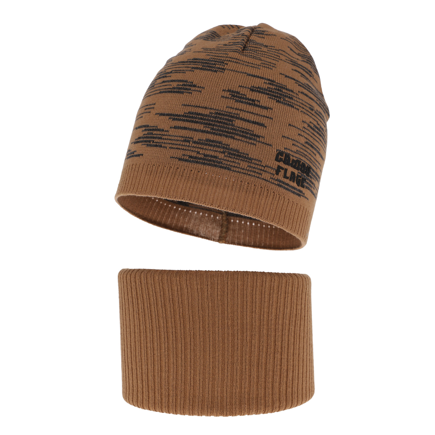 Ensemble automne/printemps garçon: bonnet et snood, met katoen, brun, Carter