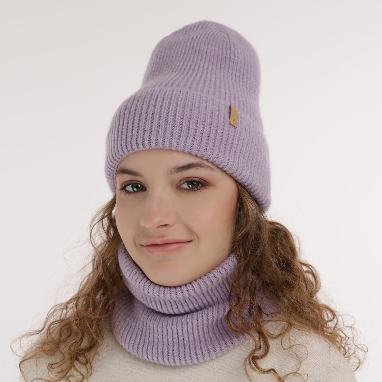Ensemble d'hiver fille: bonnet et snood, rose, Edila