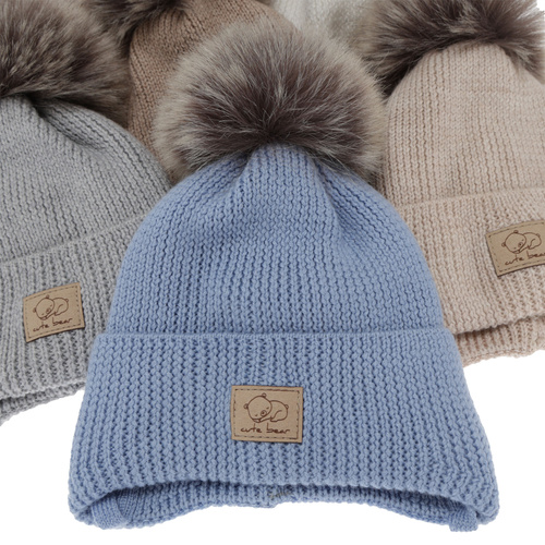 Jongens wintermuts, wiązana, 100% Merino Wol, camel, Jergen