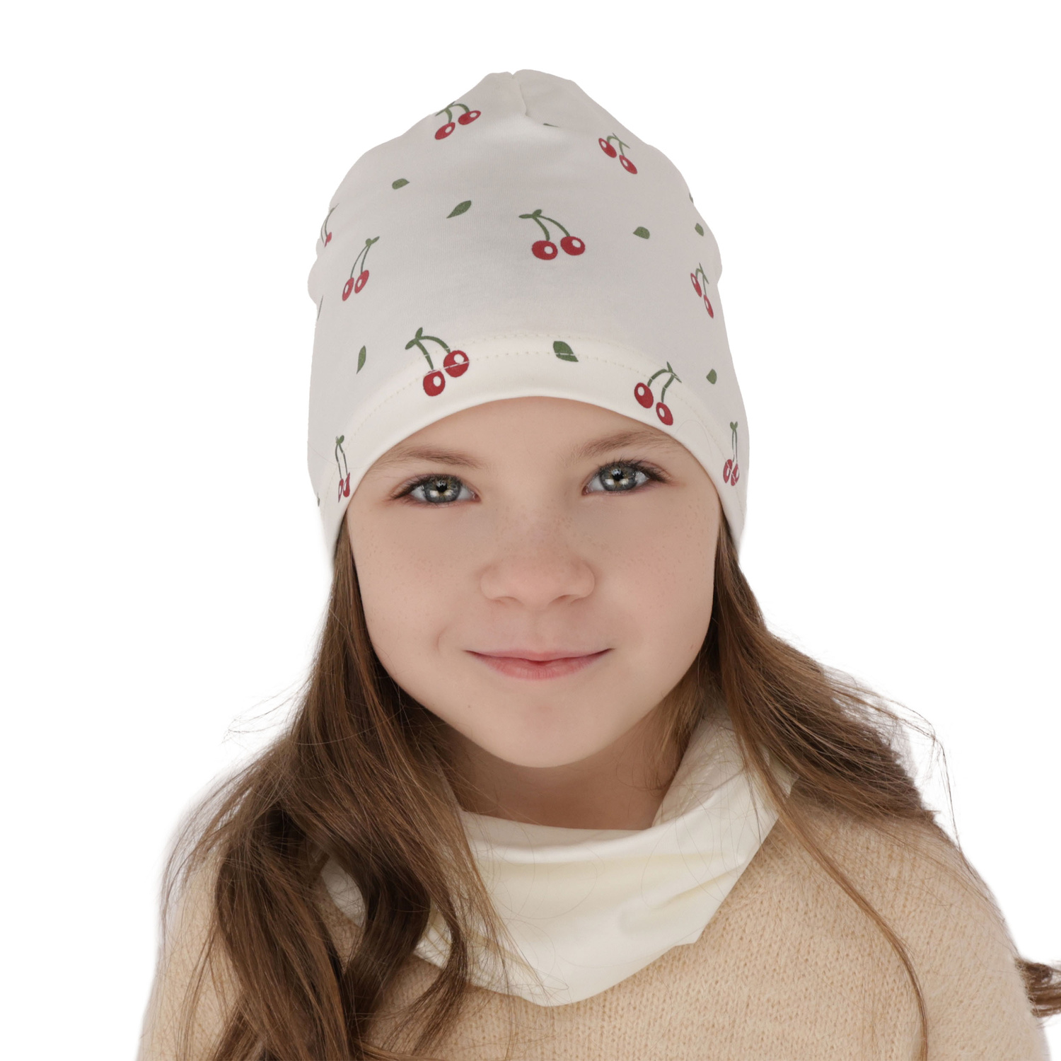 Ensemble automne/printemps fille: bonnet et snood, rose, en coton, Cerise