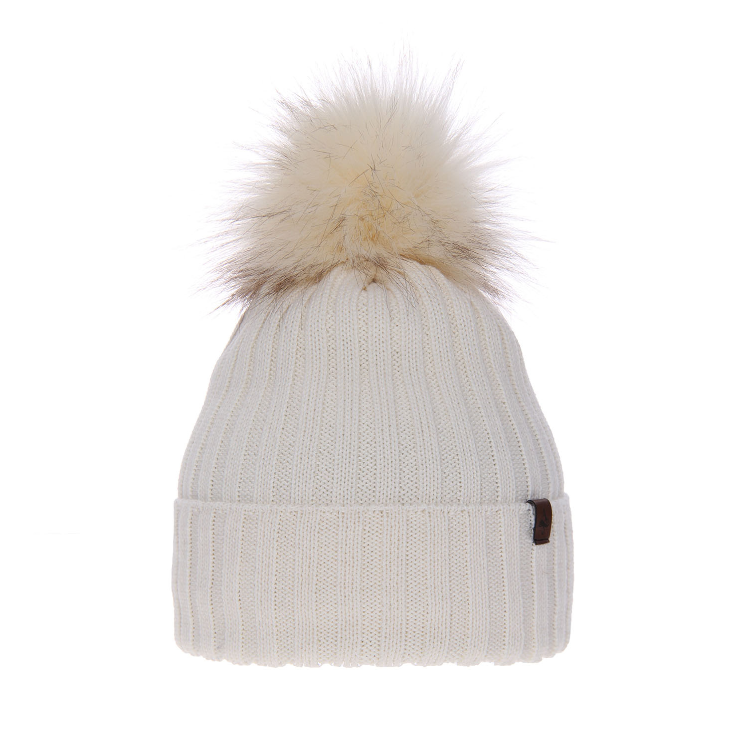 Dames wintermuts, creme, met merinowol, Texa