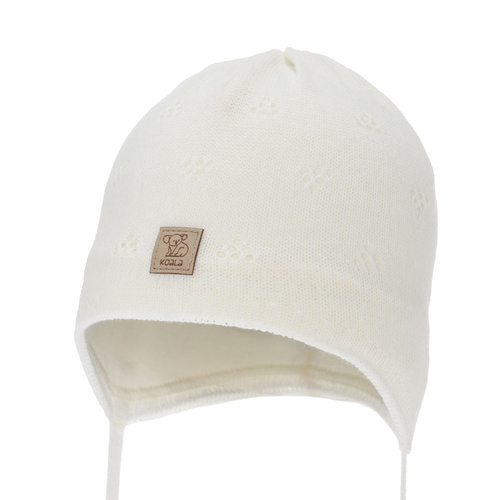 Jongens herfst/lente muts, beige, met bindkoorden, Slate