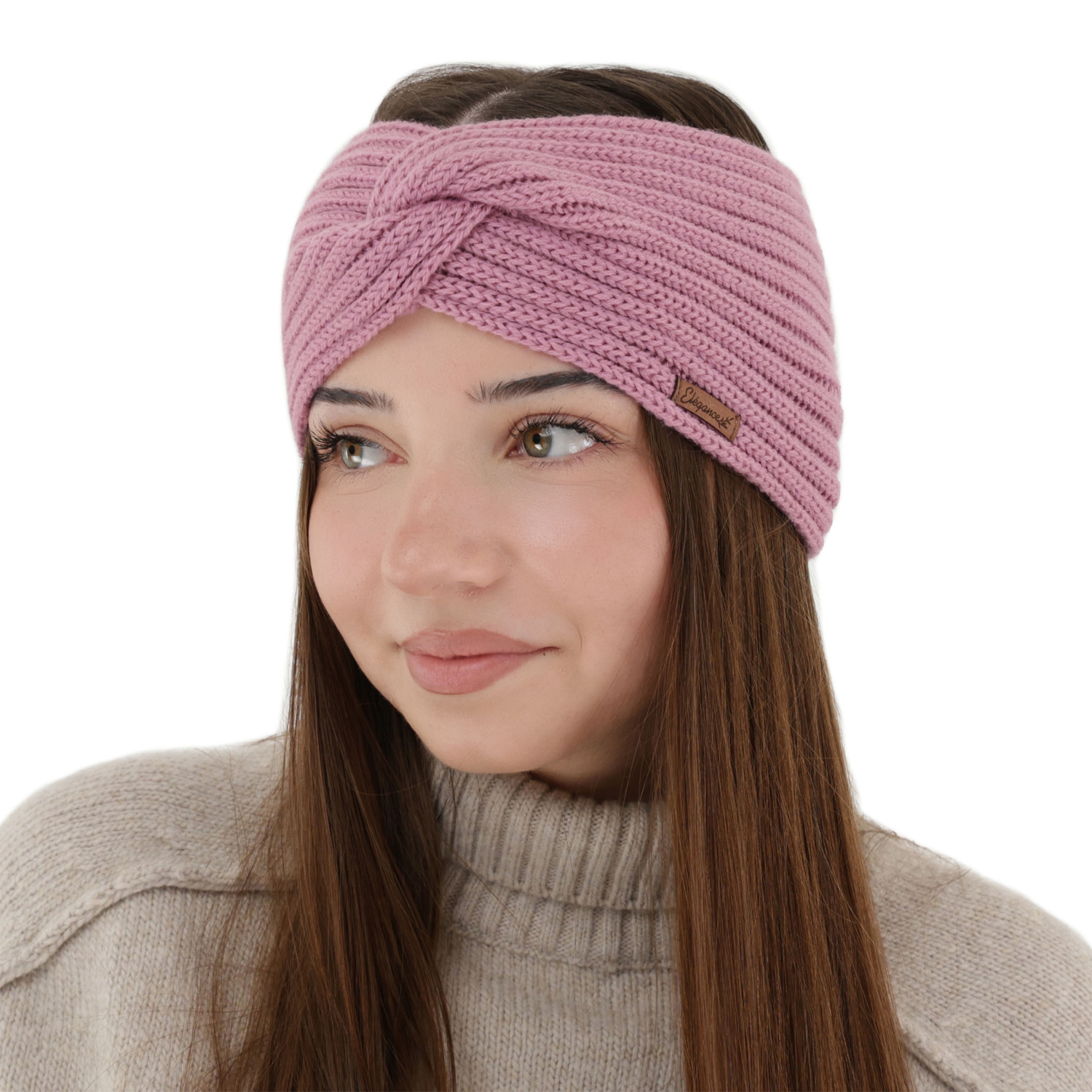Dames winter hoofdband, paars, 100% Merino Wol, Veka