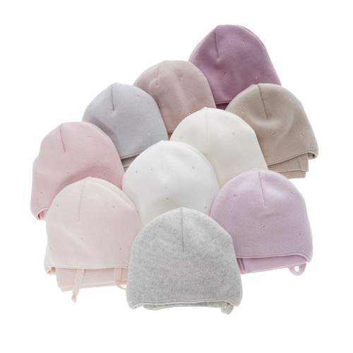 Meisjes winter set muts en sjaal, wit, met bindkoorden, Moli