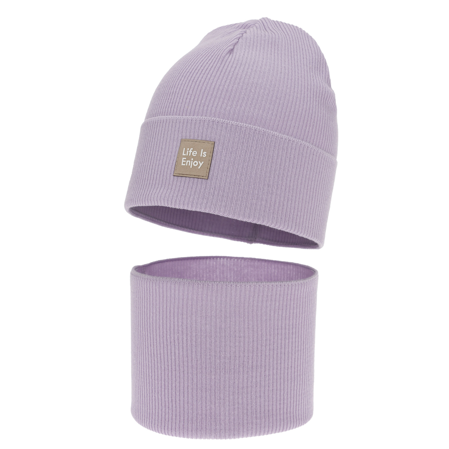 Meisjes herfst/lente set (muts en buissjaal), met katoen, paars, Zola