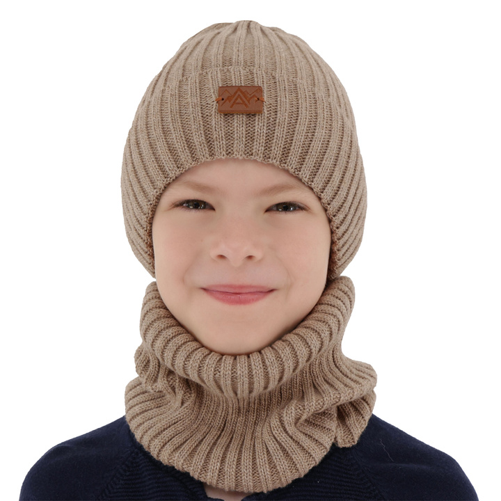 Ensemble d'hiver garçon: bonnet et snood, beige, Fargo