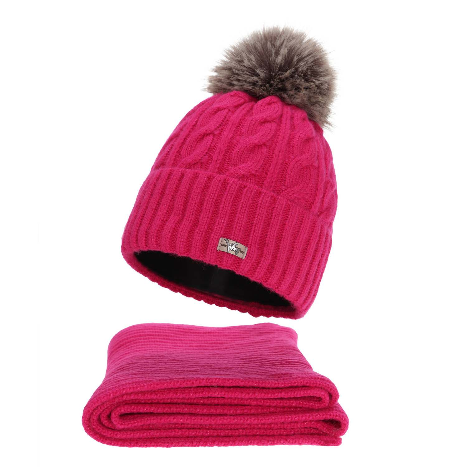 Dames winter set (muts en sjaal), roze, Lunetta