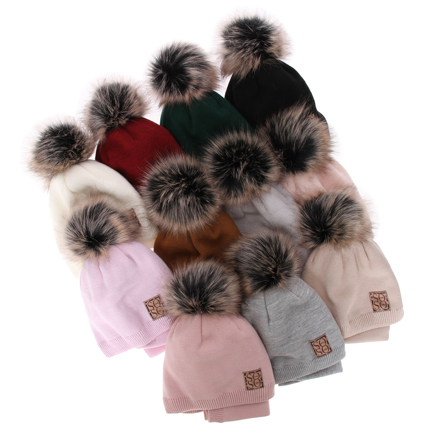 Meisjes winter set muts en buissjaal, zwart, met garen pompon, Apolinka