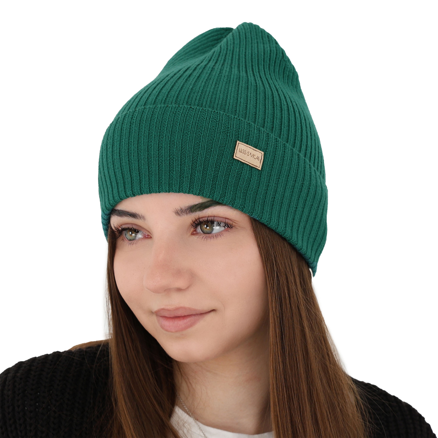 Bonnet d'hiver, automne/printemps femme, vert, avec laine mérinos, Sophie