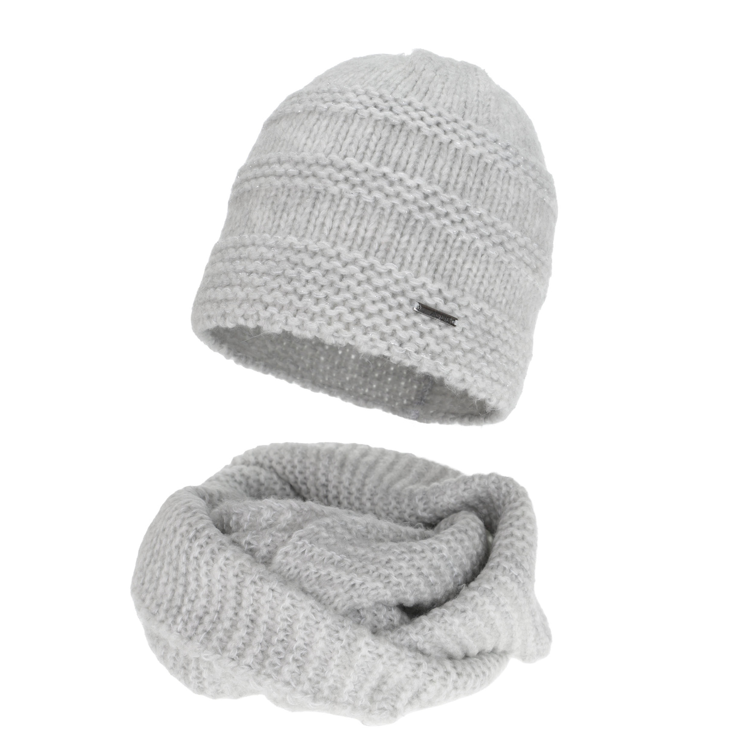 Dames winter set (muts en buissjaal), roze, met merinowol, Driva