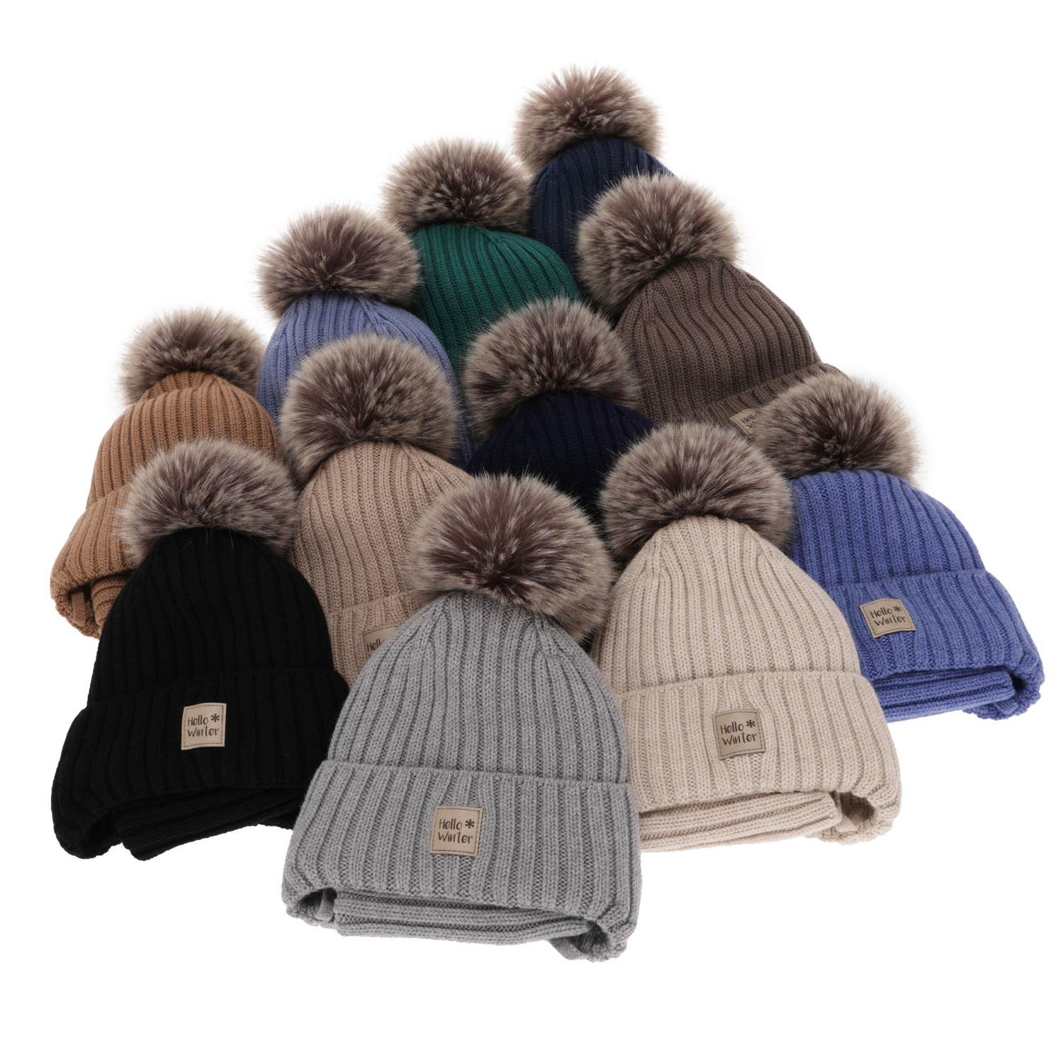 Ensemble d'hiver garçon: bonnet et snood, bleu, avec laine mérinos, doublé de laine polaire, avec liens, Morti