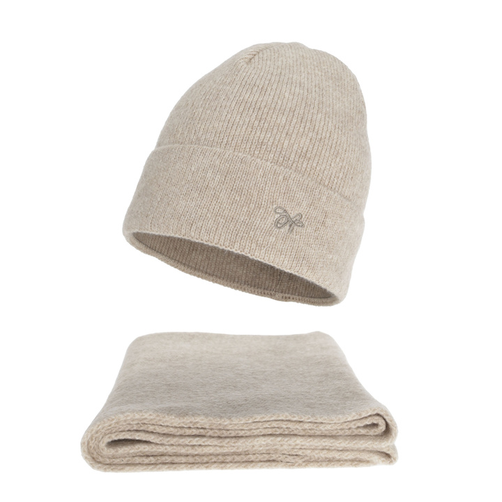 Dames winter set (muts en sjaal), beżowy, Rava