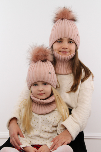 Meisjes winter set muts en buissjaal, smaragd, Wilma