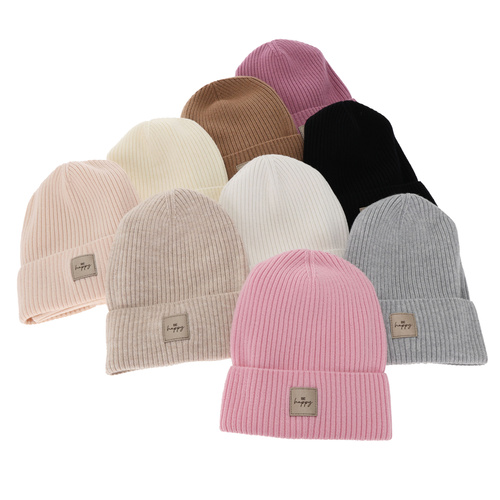 Ensemble automne/printemps fille: bonnet et snood, rose clair, avec laine mérinos, Vanita