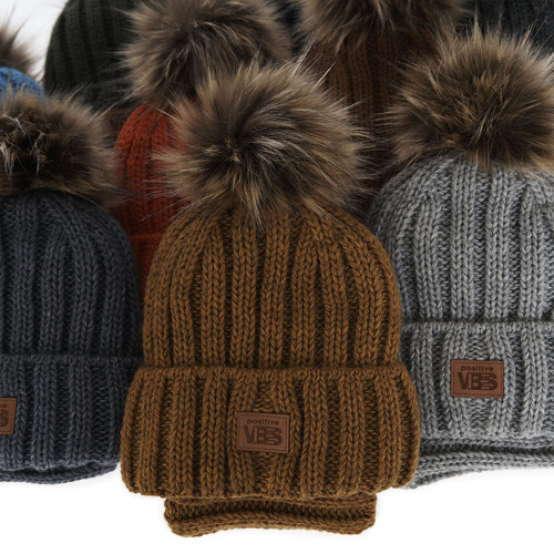 Ensemble d'hiver garçon: bonnet et snood, moutarde, avec pompon, Remes