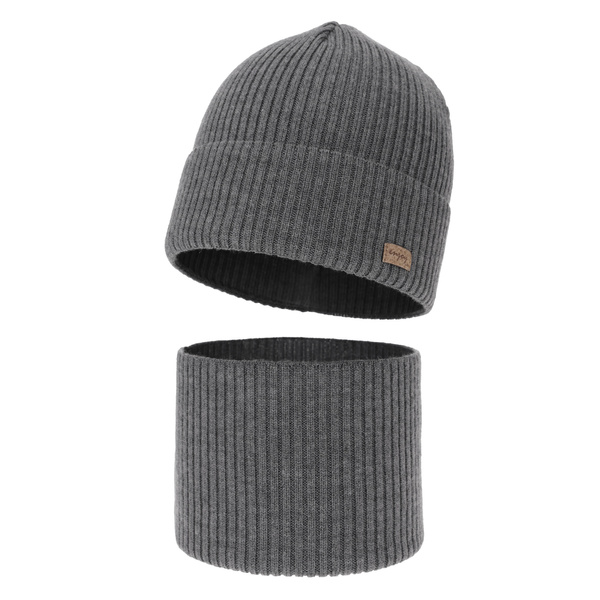 Ensemble automne/printemps garçon: bonnet et snood, gris, avec laine mérinos, Intro