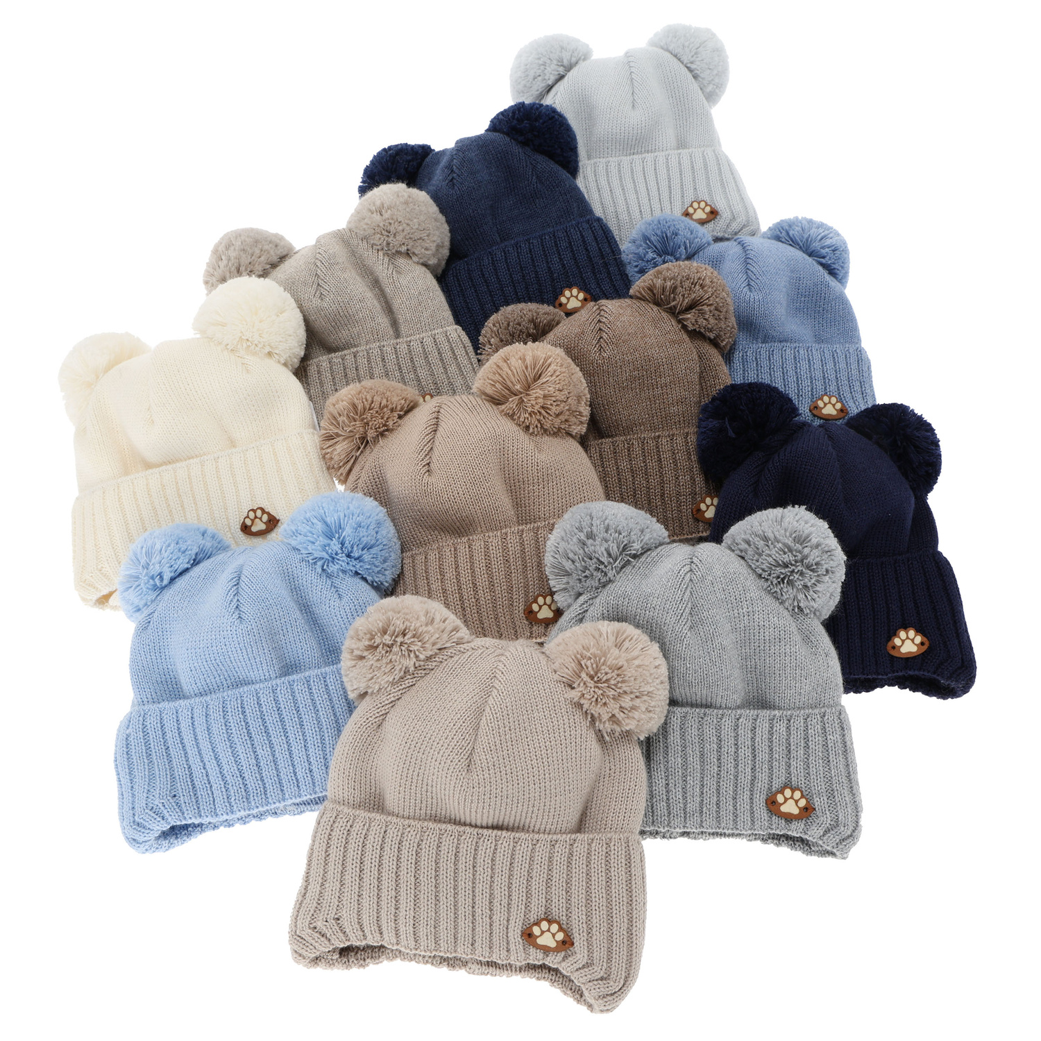 Jongens wintermuts, met bindkoorden, met merinowol, jasnoszary, Rimini