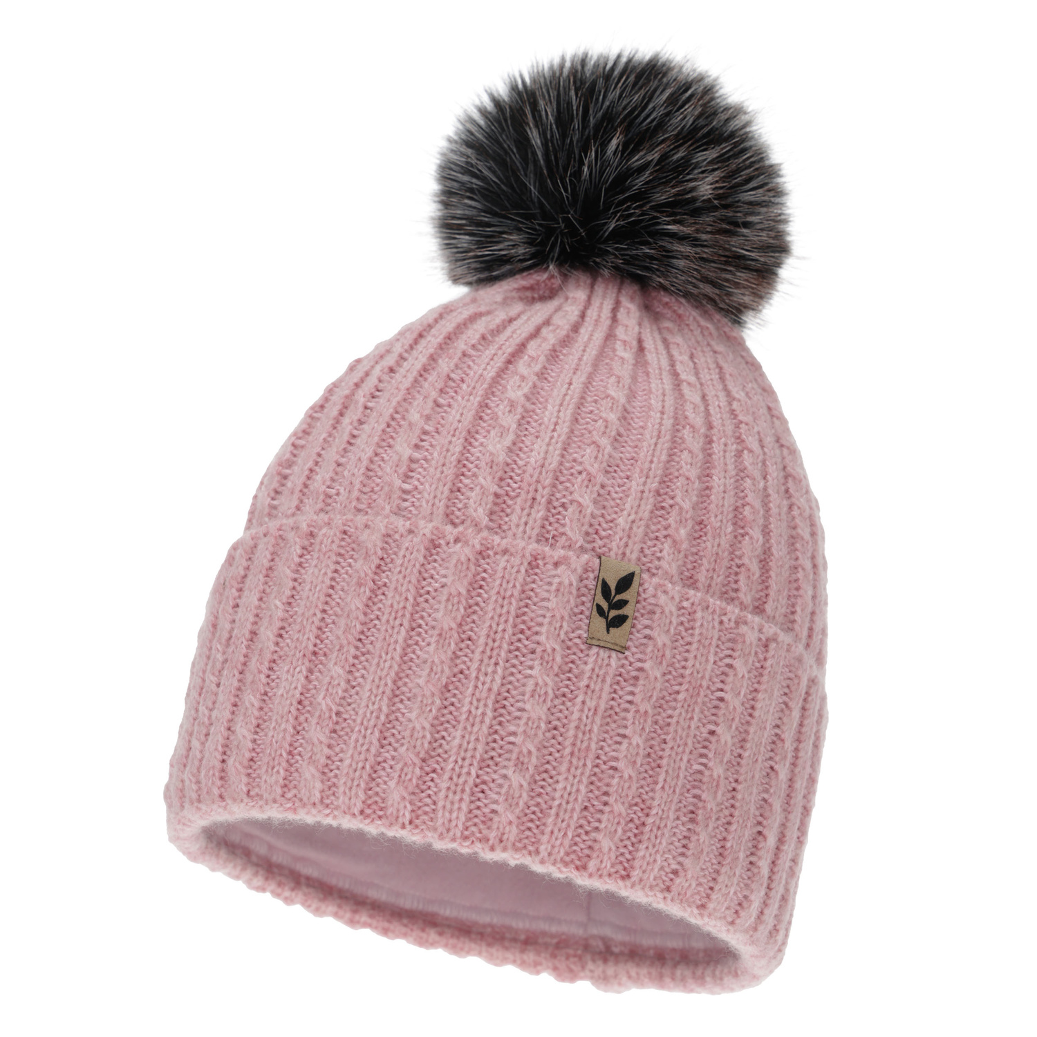 Dames wintermuts, roze, met pompon, Calista