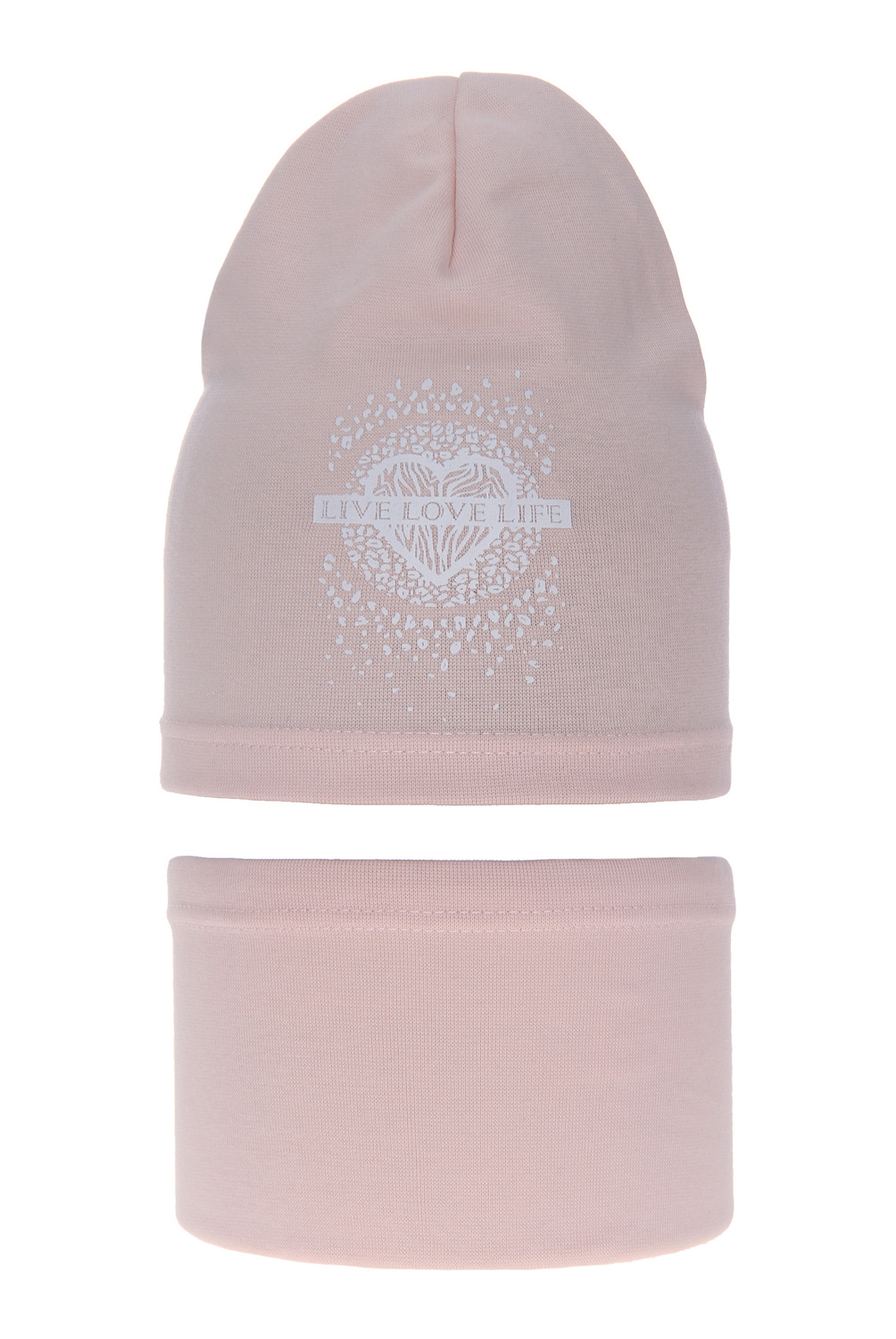 Meisjes herfst/lente set muts en buissjaal, roze, katoenen, Esmeralda