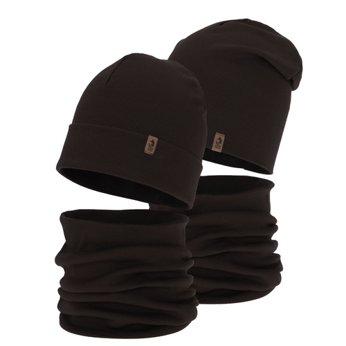 Jongens herfst/lente set (muts en buissjaal), donkerbruin, Amalfi