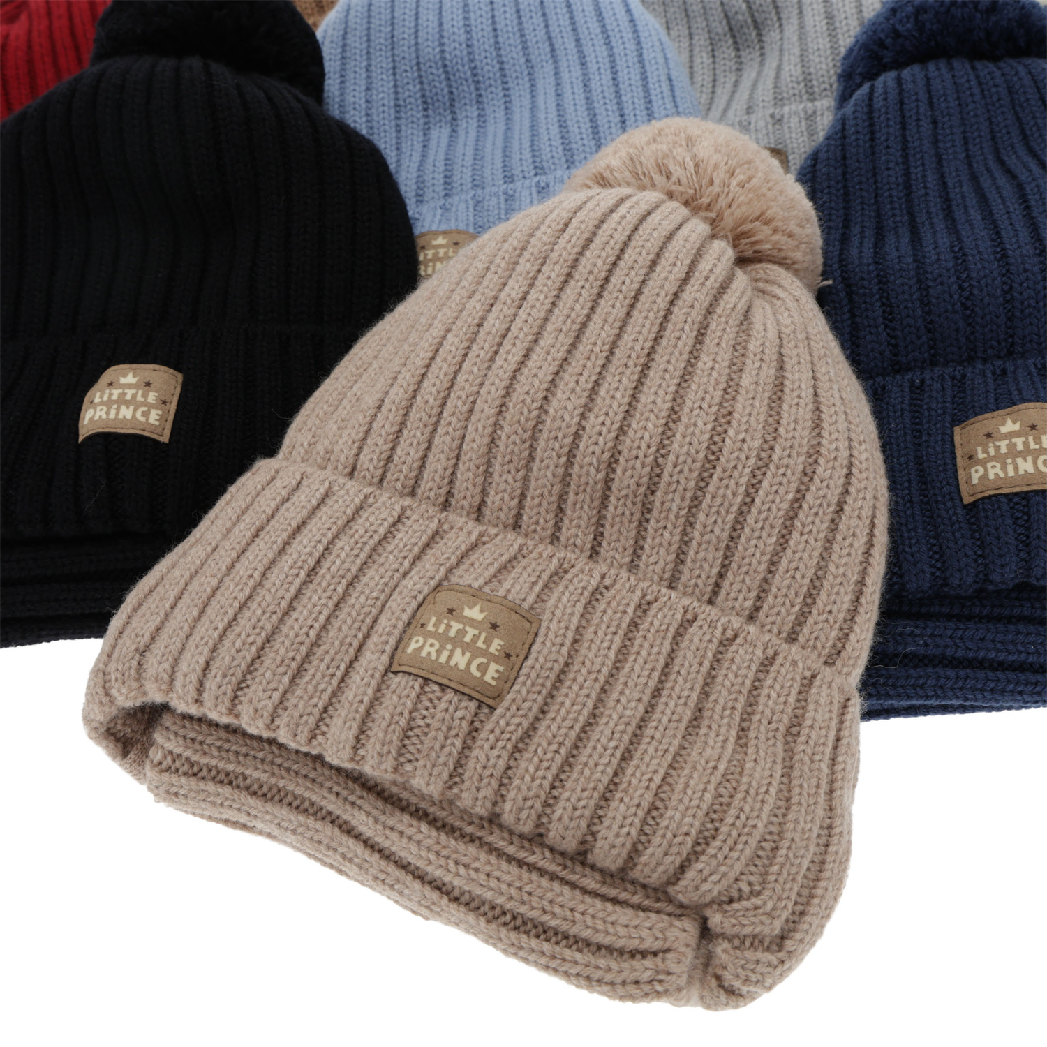 Jongens winter set (muts en buissjaal), grijs, 100% merino wol, gevoerd met katoen, met bindkoorden, Masil