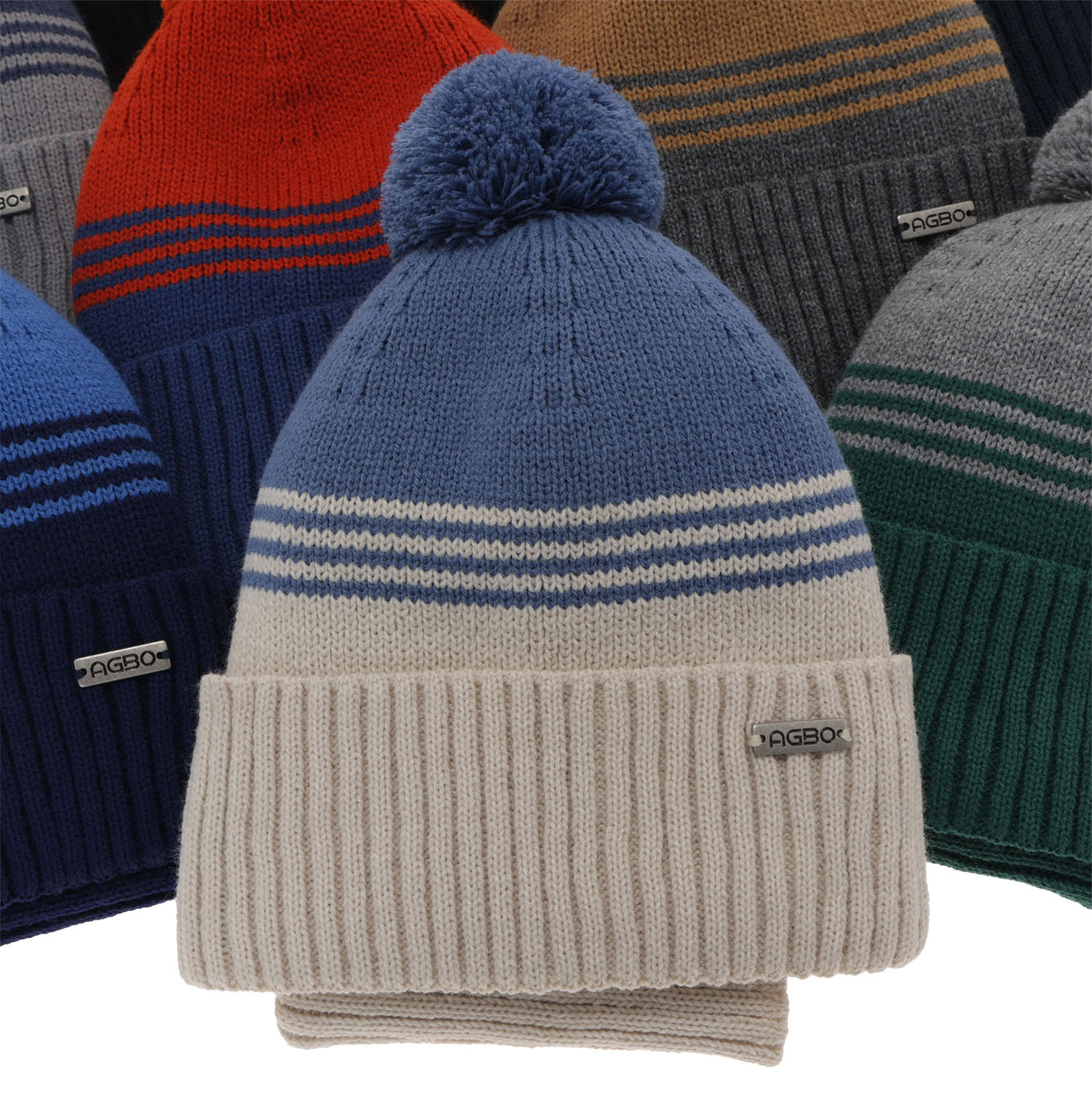 Ensemble d'hiver garçon: bonnet et snood, bleu marine, avec pompon, Pallas