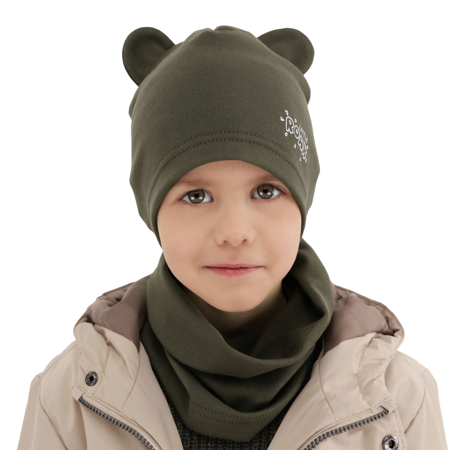 Ensemble automne/printemps garçon: bonnet et snood, camel, Cymes