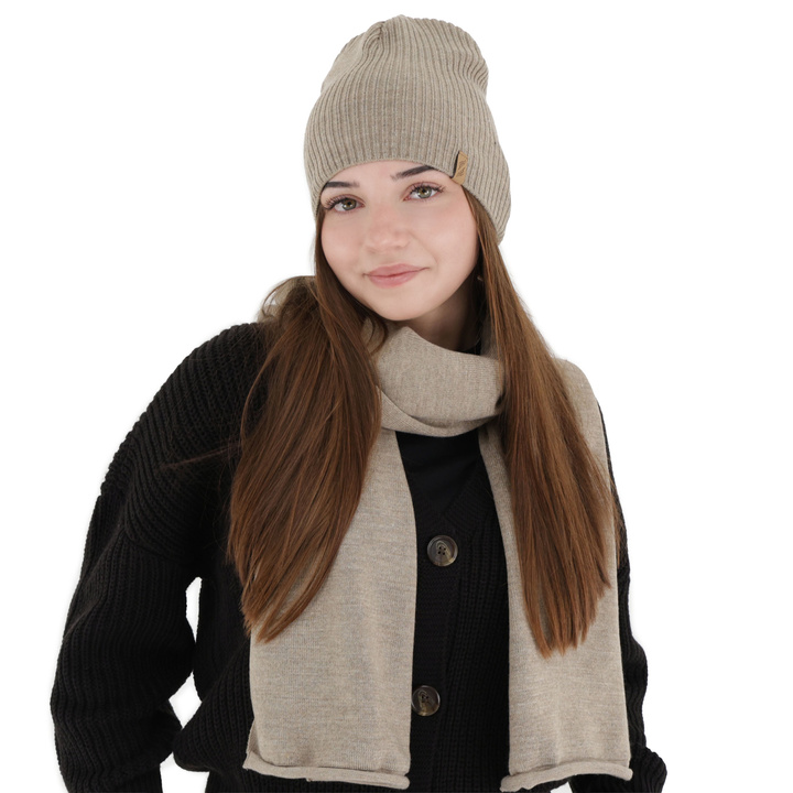 Dames winter set: muts en sjaal, beige, Fena