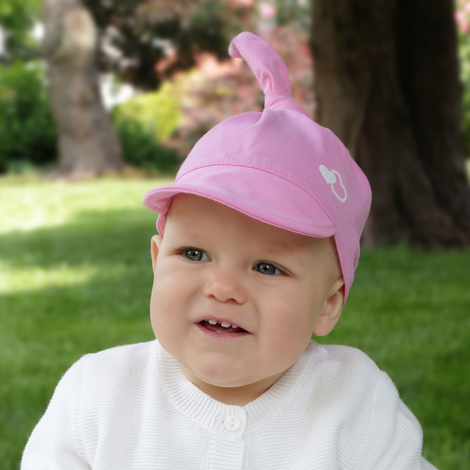 Foulard avec visière en coton fille, crème, Irene