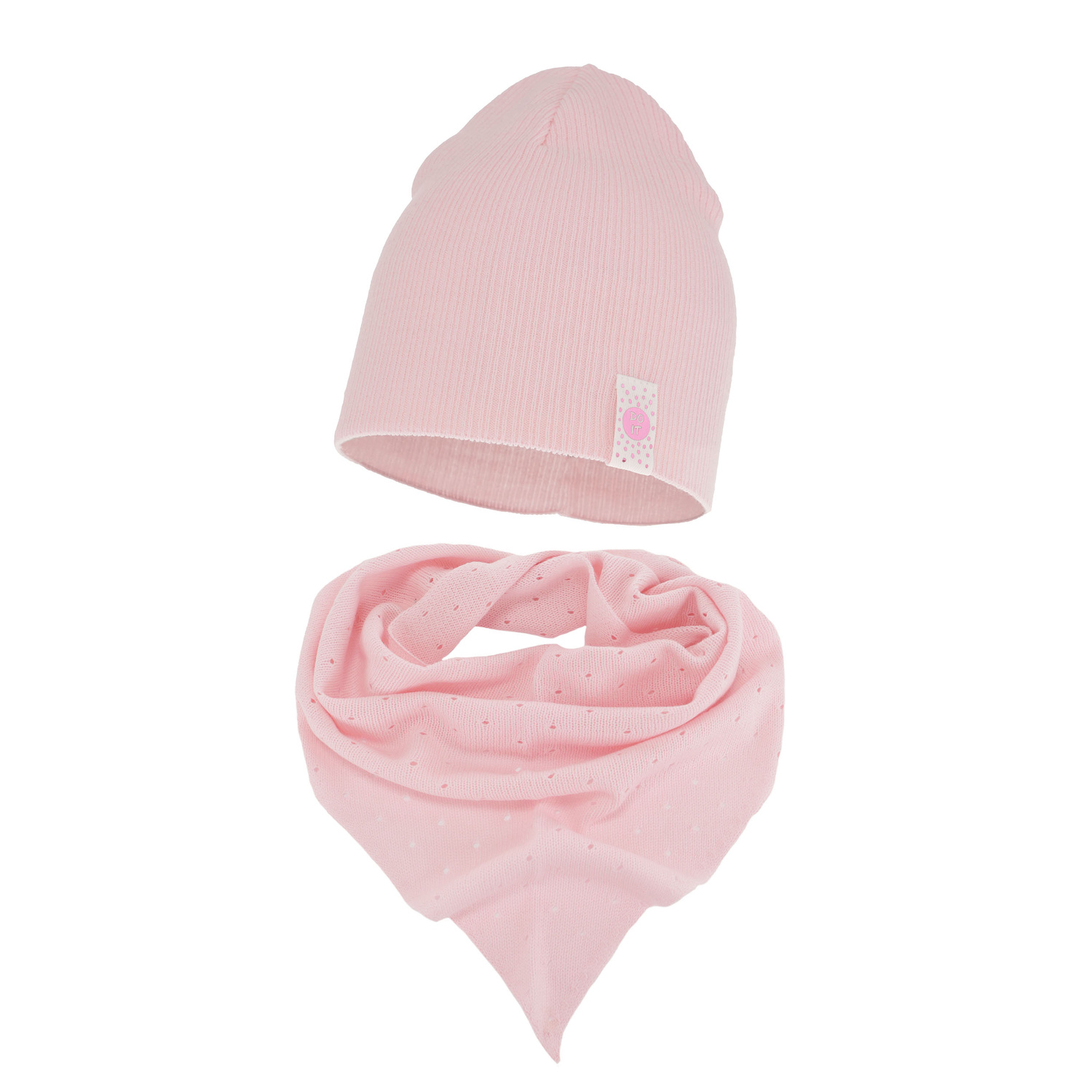 Ensemble automne/printemps fille: bonnet et snood, rose, Blanche