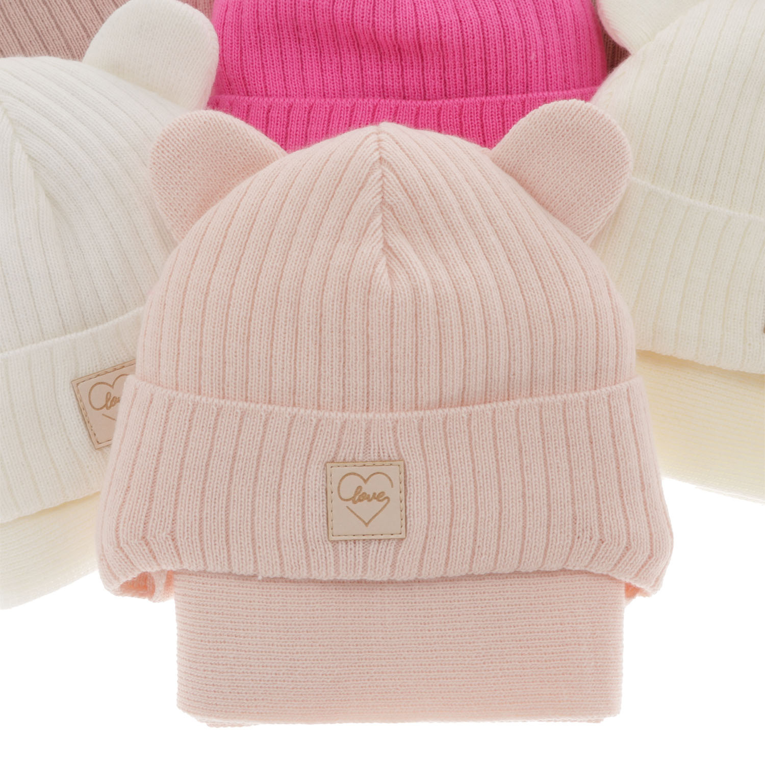 Ensemble d'hiver fille: bonnet et écharpe, rose, avec liens, Antola