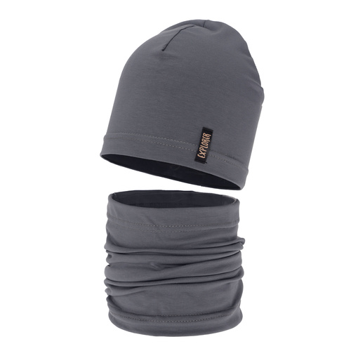 Ensemble automne/printemps garçon: bonnet et snood, gris, Hobart