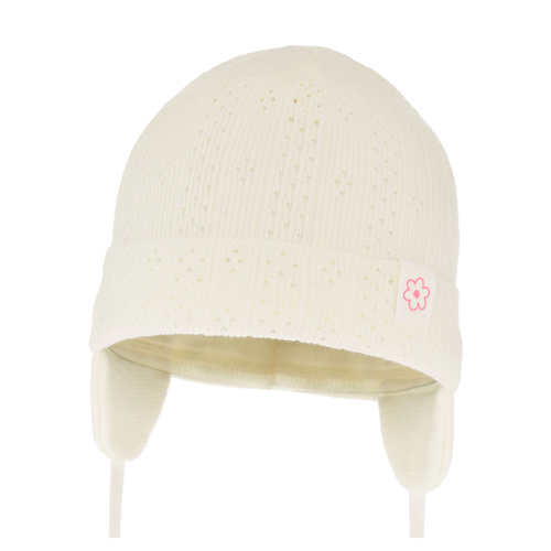 Bonnet automne/printemps fille, crème, avec liens, Lucrezia