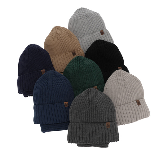 Ensemble d'hiver garçon: bonnet et snood, camel, avec laine mérinos, doublé de polaire, Metis