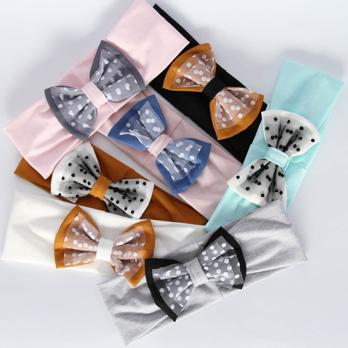 Meisjes herfst/lente hoofdband, crème, katoen, met strik, Celinka