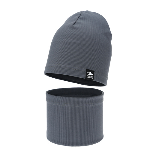 Ensemble automne/printemps garçon: bonnet et snood, gris, Rumel