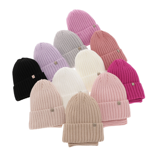 Ensemble d'hiver fille: bonnet et snood, beige, Mitti