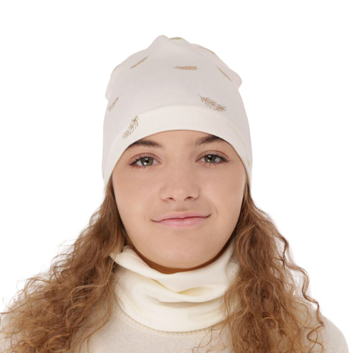 Ensemble automne/printemps fille: bonnet et snood, lavande, en coton, Florena
