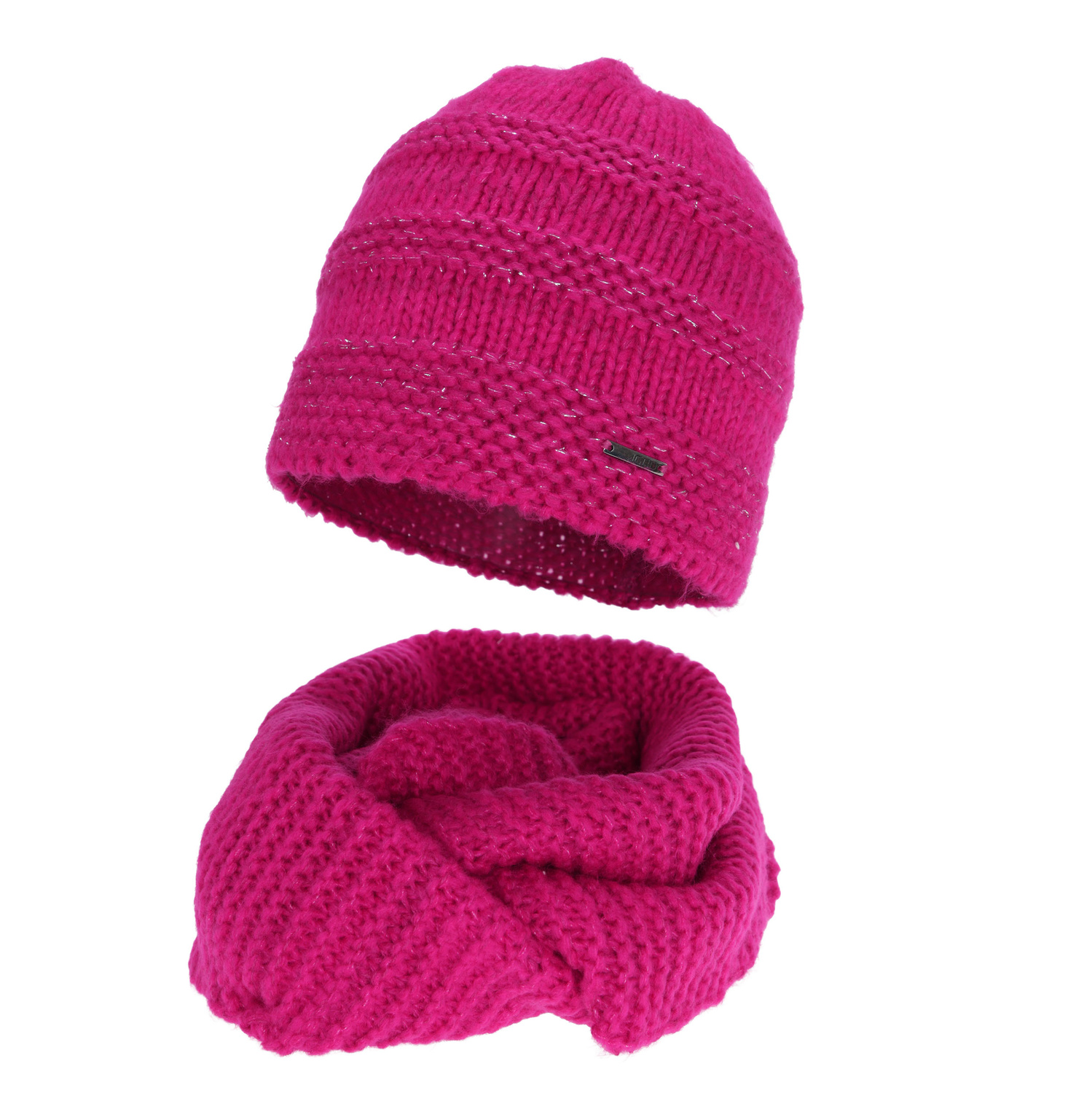 Dames winter set: muts en buissjaal, amarant, met merinowol, Driva