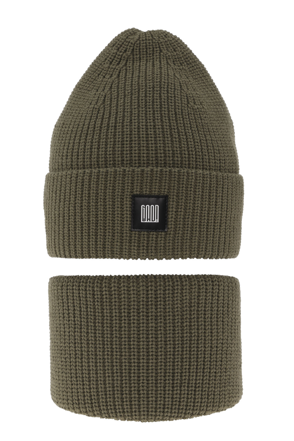 Ensemble d'hiver garçon: bonnet et snood, khaki, Amadeo