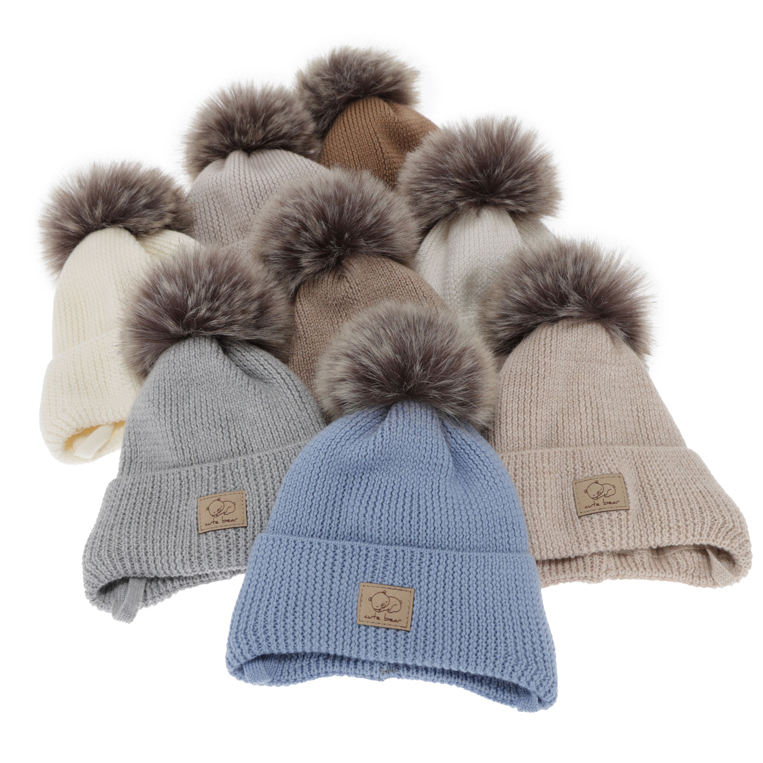 Jongens wintermuts, beige, wiązane, 100% Merino Wol, Jergen