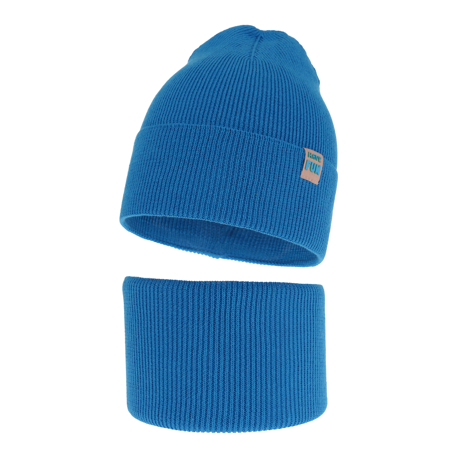Ensemble automne/printemps garçon: bonnet et snood, met katoen, bleu, Ottavio